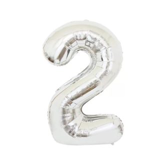 Número 2 Dos. Globo de Aluminio Foil Mylar. Envase de 1 Globo