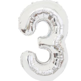 Número 3 Tres. Globo de Aluminio Foil Mylar. Envase de 1 Globo