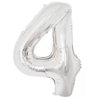 Número 4 Cuatro. Globo de Aluminio Foil Mylar. Envase de 1 Globo