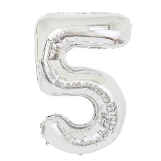 Número 5 Cinco. Globo de Aluminio Foil Mylar. Envase de 1 Globo