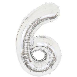 Número 6 Seis. Globo de Aluminio Foil Mylar. Envase de 1 Globo