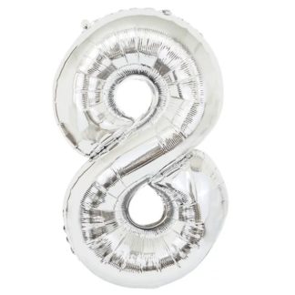Número 8 Ocho. Globo de Aluminio Foil Mylar. Envase de 1 Globo
