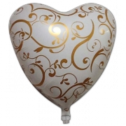 Globo Foil Blanco Y Dorado Corazón
