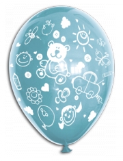 Globo Látex con Motivos Infantiles Azul