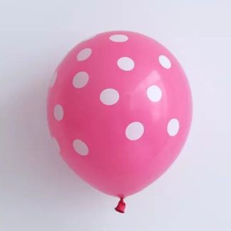 Globo Látex Con Lunares Blancos Y Fondo Rosa