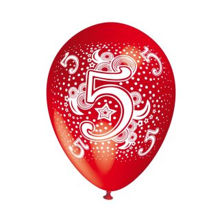 Surtido de Globos de Látex. Número 5 Cinco