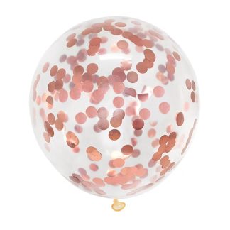 Globo Látex Con Confettis Oro Rosa