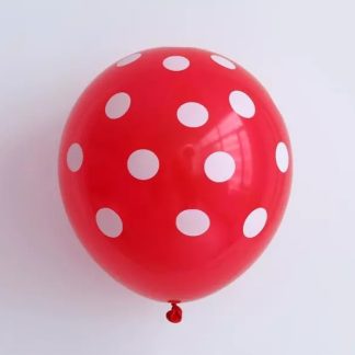 Globo Látex Con Lunares Blancos Y Fondo Rojo
