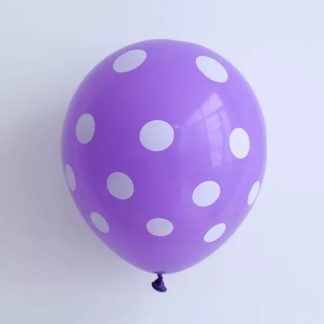 Globo Látex Con Lunares Blancos Y Fondo Morado