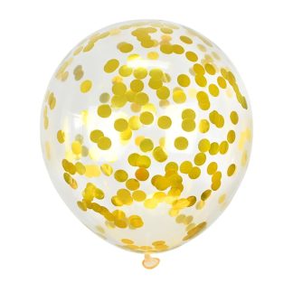 Globo Látex Con Confettis Dorado